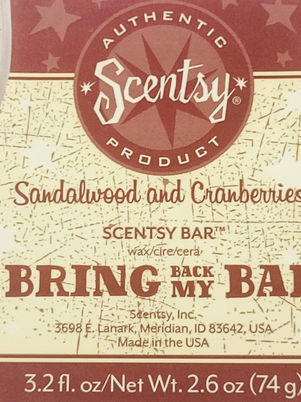Scentsy Sandalwood & Cranberries Wax Bar Pack - Red and Cream Labels